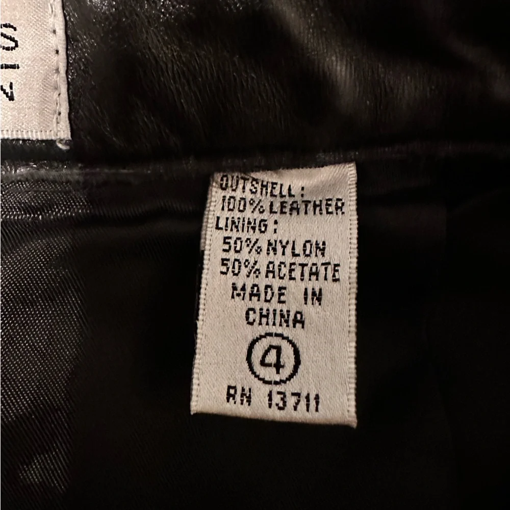Valerie Steven’s Lambskin New Zealand leather straight leg high waisted pants